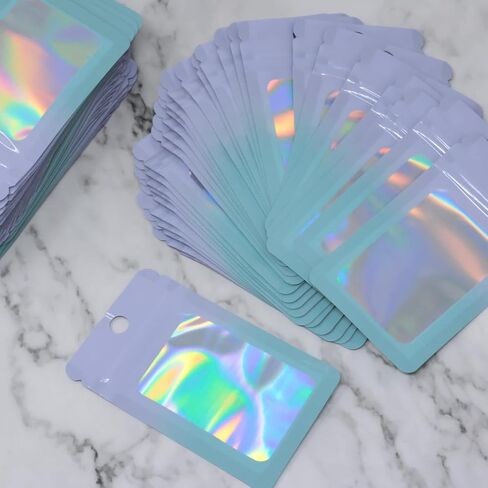 100PCS Reusable Mylar Bags Sealed Laser Gradient Color Pouches Self Sealing Pouches for Storing Necklaces and Small Jewelry Durable Packaging Bags for Accessories in Saudi Arabia