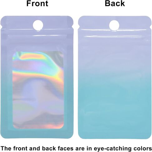 100PCS Reusable Mylar Bags Sealed Laser Gradient Color Pouches Self Sealing Pouches for Storing Necklaces and Small Jewelry Durable Packaging Bags for Accessories in Saudi Arabia