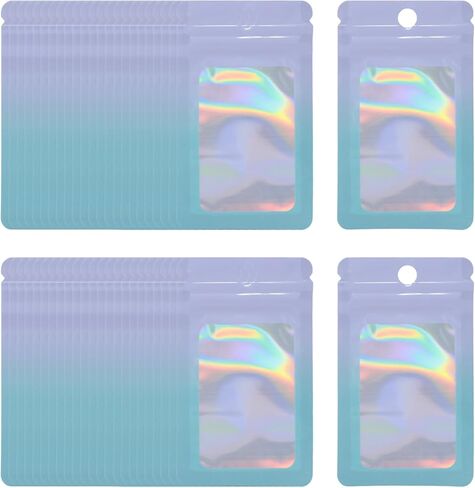 100PCS Reusable Mylar Bags Sealed Laser Gradient Color Pouches Self Sealing Pouches for Storing Necklaces and Small Jewelry Durable Packaging Bags for Accessories in Saudi Arabia