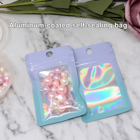 100PCS Reusable Mylar Bags Sealed Laser Gradient Color Pouches Self Sealing Pouches for Storing Necklaces and Small Jewelry Durable Packaging Bags for Accessories in Saudi Arabia