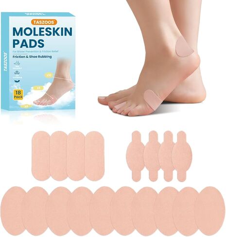 Moleskin Adhesive Pads & Blister Bandages for Feet – 18 Sheets, Soft Moleskin for Blisters & Blister Prevention, Mole Skin Padding for Shoes, Heels & Toes, Ideal for Walking, Running & Daily Wear in Saudi Arabia
