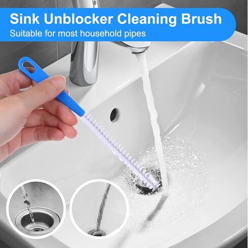 JIEYAO 2 Pack Flexible Drain Cleaning Tools, 23.6inch Bendable Long Drain Brush with Nylon Bristles Rust-Resistant Sink Unblocker Tool for Toilet Kitchen Shower Sewer Tub Hair Clogs in Saudi Arabia