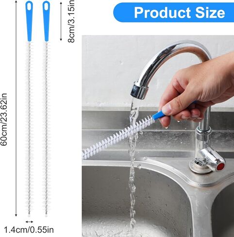 JIEYAO 2 Pack Flexible Drain Cleaning Tools, 23.6inch Bendable Long Drain Brush with Nylon Bristles Rust-Resistant Sink Unblocker Tool for Toilet Kitchen Shower Sewer Tub Hair Clogs in Saudi Arabia