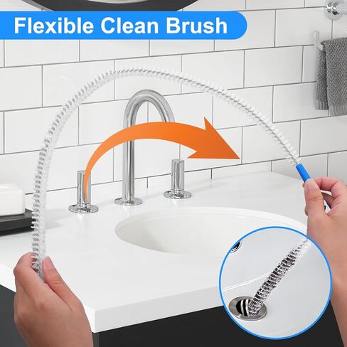 JIEYAO 2 Pack Flexible Drain Cleaning Tools, 23.6inch Bendable Long Drain Brush with Nylon Bristles Rust-Resistant Sink Unblocker Tool for Toilet Kitchen Shower Sewer Tub Hair Clogs in Saudi Arabia