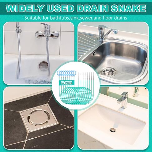 30 حزمة 50 بوصة بالوعة الأفعى السائبة الشعر استنزاف تسد مزيل غير قابلة للكسر استنزاف المعادن ثعبان الشعر أداة إزالة مرنة وطويلة أداة فك انسداد حوض الحمام حوض الاستحمام in Kuwait