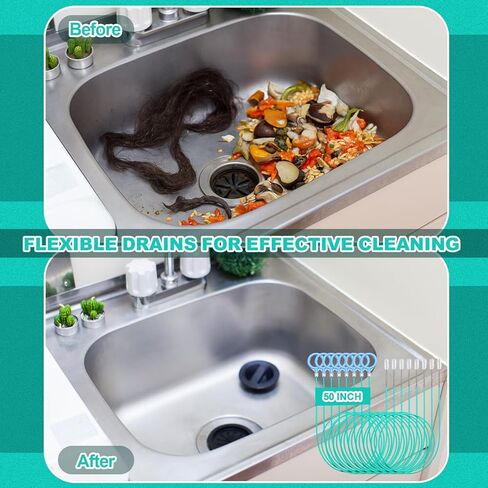 30 حزمة 50 بوصة بالوعة الأفعى السائبة الشعر استنزاف تسد مزيل غير قابلة للكسر استنزاف المعادن ثعبان الشعر أداة إزالة مرنة وطويلة أداة فك انسداد حوض الحمام حوض الاستحمام in Kuwait