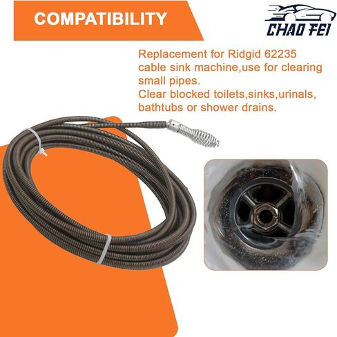 Drain Cleaning Cable 5/16 In x 25 Ft Replace 62235 Compatible with G1501245, 4MY89, 4Z661, G2037506 Drain Cleaning Machines in Kuwait