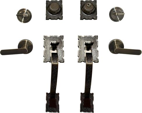 LOCKSET4U Entry Door Hardware Set LAMA with Lever Handle and deadbolt, European Style, Antique Copper in Saudi Arabia