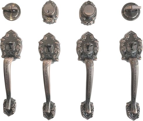 LOCKSET4U Entry Door Hardware Set LAMA with Lever Handle and deadbolt, European Style, Antique Copper in Saudi Arabia