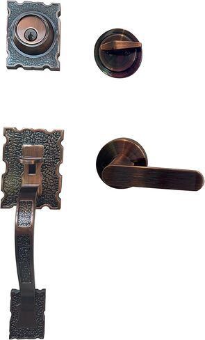 LOCKSET4U Entry Door Hardware Set LAMA with Lever Handle and deadbolt, European Style, Antique Copper in Saudi Arabia