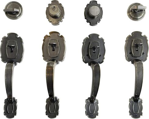 LOCKSET4U Entry Door Hardware Set LAMA with Lever Handle and deadbolt, European Style, Antique Copper in Saudi Arabia