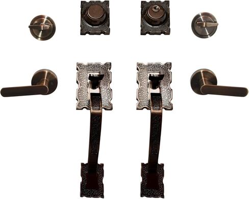 LOCKSET4U Entry Door Hardware Set LAMA with Lever Handle and deadbolt, European Style, Antique Copper in Saudi Arabia