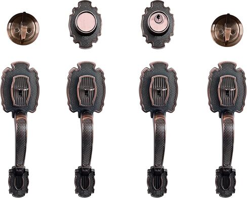 LOCKSET4U Entry Door Hardware Set LAMA with Lever Handle and deadbolt, European Style, Antique Copper in Saudi Arabia