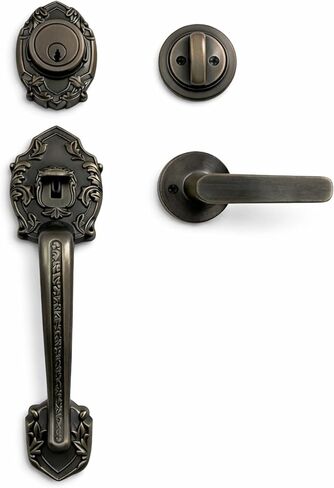 LOCKSET4U Entry Door Hardware Set LAMA with Lever Handle and deadbolt, European Style, Antique Copper in Saudi Arabia