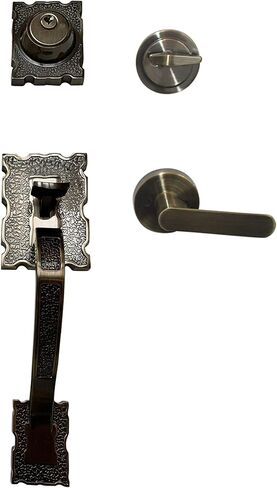 LOCKSET4U Entry Door Hardware Set LAMA with Lever Handle and deadbolt, European Style, Antique Copper in Saudi Arabia