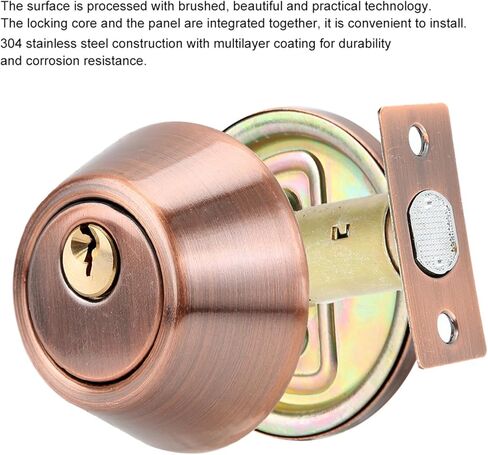 Astibym Single Cylinder Lock Stainless Steel Security Anti Theft Bedroom Door Lock with Keys for Residential Safety (Red in Saudi Arabia