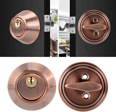 Astibym Single Cylinder Lock Stainless Steel Security Anti Theft Bedroom Door Lock with Keys for Residential Safety (Red in Saudi Arabia