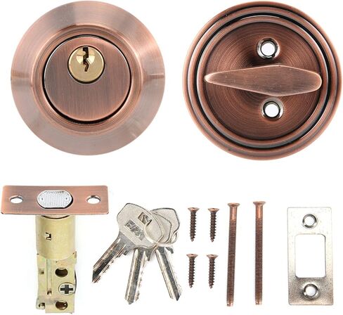 Astibym Single Cylinder Lock Stainless Steel Security Anti Theft Bedroom Door Lock with Keys for Residential Safety (Red in Saudi Arabia