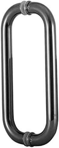 Modern Double Side Push Bar Door Handle Round Style Gate Pulls with Mounting Screws for Residential and Commercial Use Black (Size: 33cm/13) in Saudi Arabia