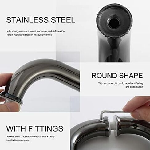 Modern Double Side Push Bar Door Handle Round Style Gate Pulls with Mounting Screws for Residential and Commercial Use Black (Size: 33cm/13) in Saudi Arabia