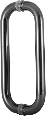 Modern Double Side Push Bar Door Handle Round Style Gate Pulls with Mounting Screws for Residential and Commercial Use Black (Size: 33cm/13) in Saudi Arabia