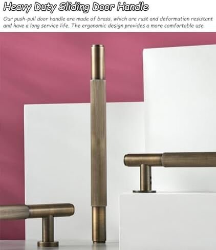 Brass Door Pull Handle for Commercial Interior Exterior Doors Two Sided Glass Barn Door Handle Bar Long Entry Handle (Size: 27.5X22.5cm) in Saudi Arabia