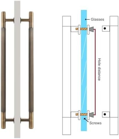 Brass Door Pull Handle for Commercial Interior Exterior Doors Two Sided Glass Barn Door Handle Bar Long Entry Handle (Size: 27.5X22.5cm) in Saudi Arabia