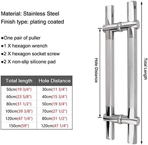 H Shape Barn Door Handles Brushed Finish Heavy Duty Commercial Door Push Bar for Exit Interior and Exterior Doors 47 1/4" Long Ideal for Home or Office Use in Saudi Arabia