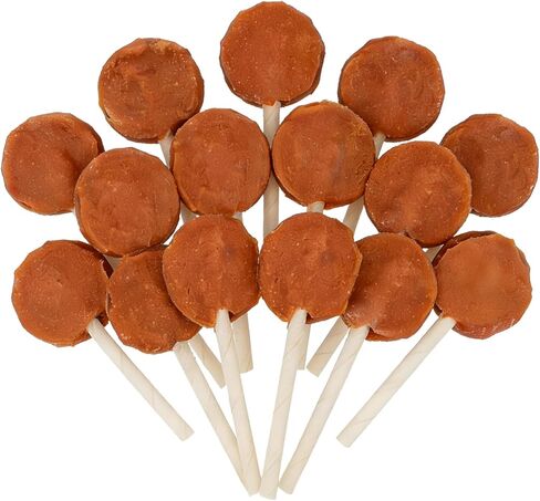 مكافآت الكلاب MON2SUN Lollipop، 4.5 بوصة دجاج وبيض مع أعواد ملتوية من الجلد الخام، وجبات خفيفة صحية وتنظيف الأسنان للكلاب الصغيرة، 10.58 أونصة (15 حزمة من 1) in Kuwait