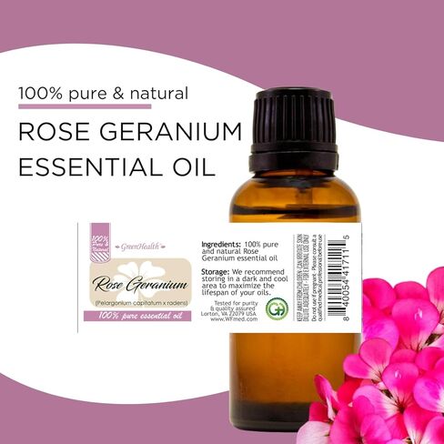 Essential Oil – 16 fl oz (473 ml) Aluminum Bottle w/Plug Cap – 100% Pure Essential Oil – GreenHealth (Rose Geranium) in Saudi Arabia