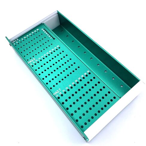 صينية تعقيم الأدوات البيطرية من سبائك الألومنيوم باللون الأزرق علبة رف التعقيم لـ HA1.5mm 2.0mm 2.7mm صينية تعقيم أدوات جراحة العظام in Kuwait