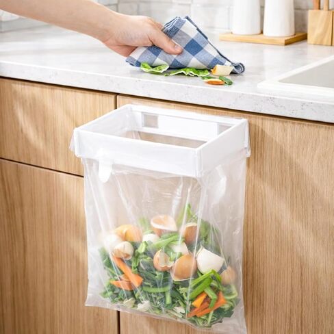 7.3in×5.0in×2.6in Foldable Wall-Mounted Trash Rack – No Drill Collapsible Hanging Garbage Bag for Cabinet Doors Table Sides Kitchen Bathroom Office College in Saudi Arabia