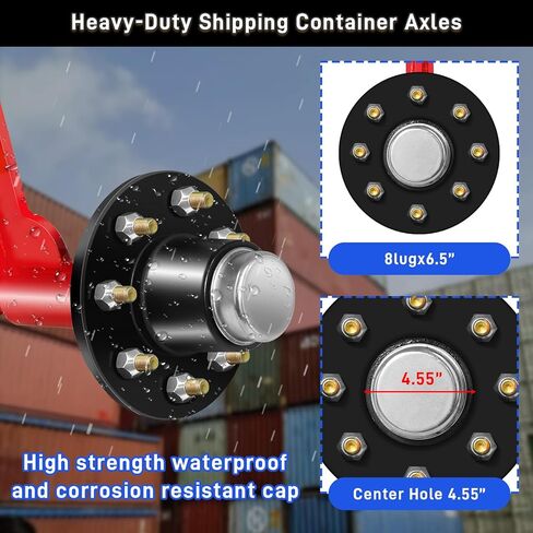 2 Pack Shipping Container Wheels 8-Lug Kit, Heavy-Duty Shipping Container Axles with Ratchet Tie Down for Up to 40ft Containers in Saudi Arabia