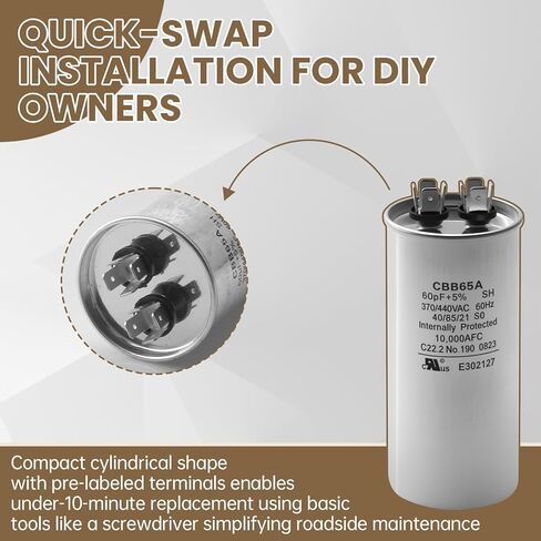 14995761 1499-5761 60 فائق التوهج MFD Run Capacitor 370/440VAC - بديل مباشر لموديلات مكيف الهواء RV 1499-576 و1499-546 in Saudi Arabia