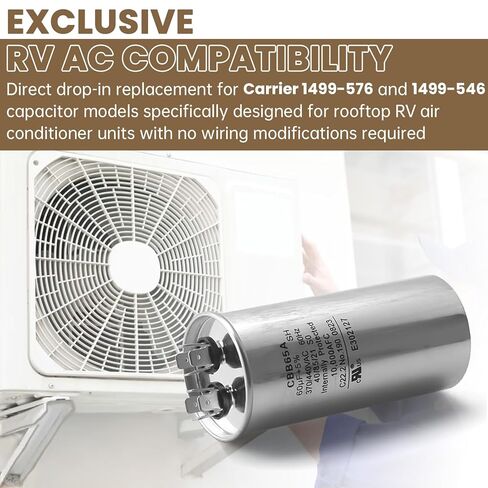 14995761 1499-5761 60 فائق التوهج MFD Run Capacitor 370/440VAC - بديل مباشر لموديلات مكيف الهواء RV 1499-576 و1499-546 in Saudi Arabia