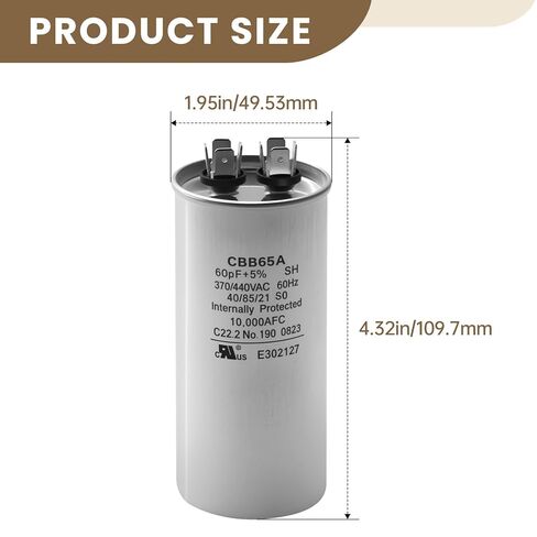 14995761 1499-5761 60 فائق التوهج MFD Run Capacitor 370/440VAC - بديل مباشر لموديلات مكيف الهواء RV 1499-576 و1499-546 in Saudi Arabia