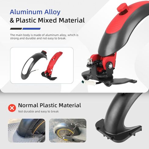 ملحق بديل للحاجز الخلفي للسكوتر من ulip مع ضوء خلفي مع فرامل متوافق مع سكوتر Segway Ninebot Max G30 G30D، رمادي وأحمر in Saudi Arabia