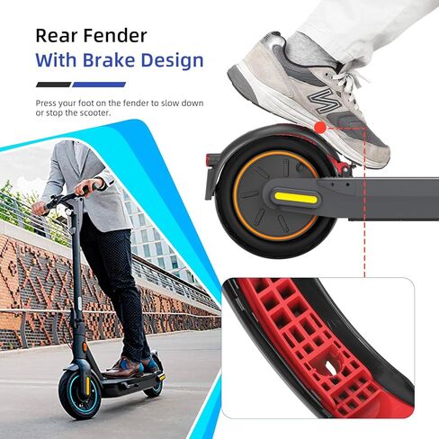 ملحق بديل للحاجز الخلفي للسكوتر من ulip مع ضوء خلفي مع فرامل متوافق مع سكوتر Segway Ninebot Max G30 G30D، رمادي وأحمر in Saudi Arabia