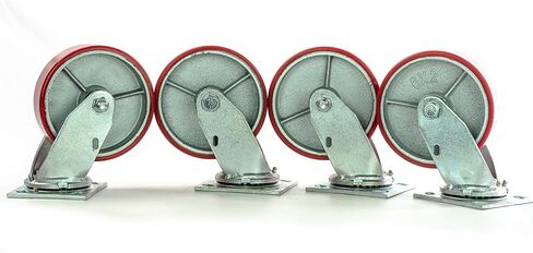 6"x2" Swivel Casters Heavy Duty Polyurethane Wheel on Steel Hub Supports 4,800 lbs, 1,200 lb Each Wheel, Set of (4), Perfect for Tool Box, Furniture, Musician Instrument Cases in Saudi Arabia