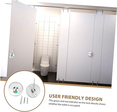 Homoyoyo 1 مجموعة مؤشر المرحاض العام قفل مؤشر الخصوصية قفل الباب مع الحالة دائم الفولاذ المقاوم للصدأ لخصوصية الحمام سهلة التركيب للمراحيض العامة in Kuwait