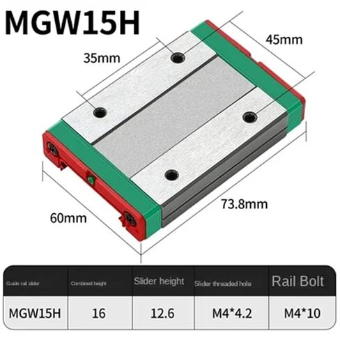 MGW15H 100-1000mm 1* Miniature Guide Rail Guide+1 Pcs Linear Block(560mm) in Saudi Arabia