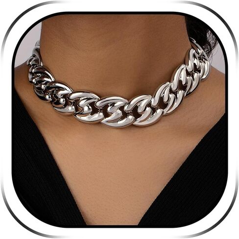 Chunky Gold Necklace for Women Gold Choker Hip Pop Thick Necklace Statement Gold Necklace Stack Jewelry T Bar Necklace Summer Outfits 2024 in Saudi Arabia