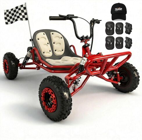 Zyliathor Gas Off-Road Go Kart, 6" All-Terrain Tires, Hydraulic Disc Brake, 400-lb Max Capacity — Off-Road/Private Property – Red in Saudi Arabia