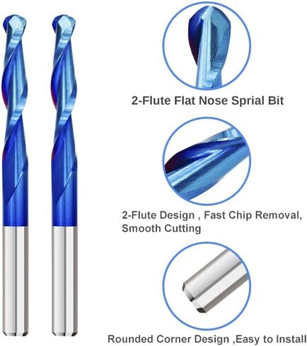10pcs Ball Nose End Mill Solid Carbide CNC Router Bits 3.175 Shank Bit 0.8-2.5mm Diameter Nano Blue Coating Spiral Milling Cutter 2 Flute in Saudi Arabia