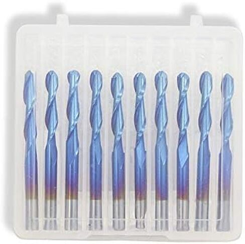 10 قطعة الكرة الأنف نهاية قاطعة الطاحونة CNC راوتر بت 3.175 مللي متر عرقوب كربيد طحن النجارة لقمة الحفر دوامة أداة in Kuwait