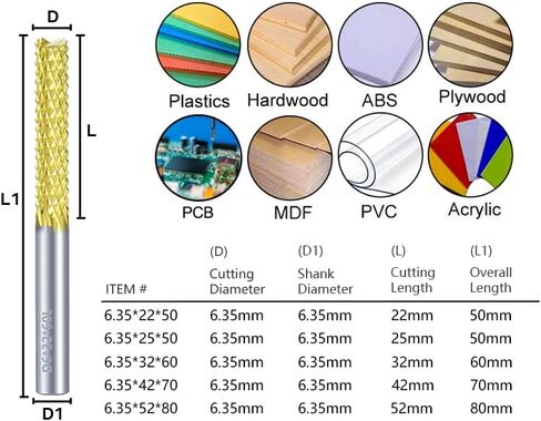 1 قطعة لقم مطحنة نهاية الذرة 6.35 مللي متر عرقوب PCB قاطعة المطحنة كربيد التصنيع باستخدام الحاسب الآلي راوتر بت النقش in Kuwait