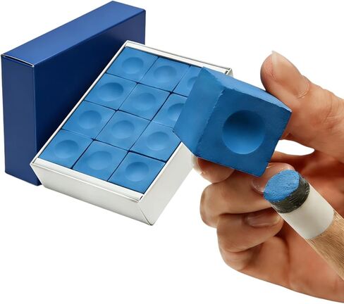 Pro Billiard Pool Chalk, Pack of 12 Cubes with Travel Storage Box,Low Dust, Super Dense, Suitable for Snooker/Pool - Pool Table Accessories Gifts for Men in Saudi Arabia