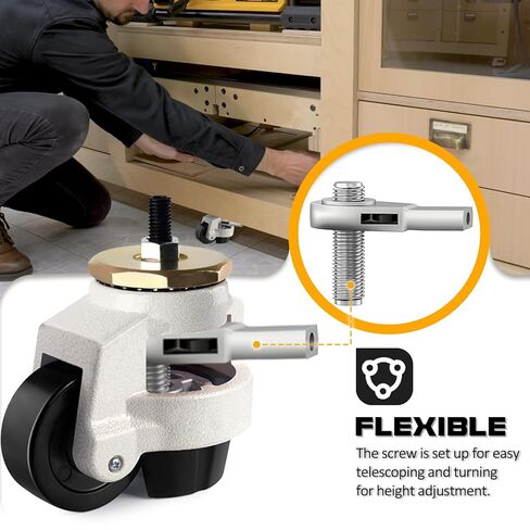 4 Pack Heavy Duty Caster Wheels, Leveling Stem Casters with Adjustable with Ratchet Handle for Workbench, Machinery & Equipment (6600 Lbs Total Capacity) in Saudi Arabia