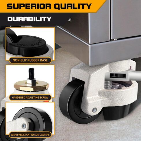 4 Pack Heavy Duty Caster Wheels, Leveling Stem Casters with Adjustable with Ratchet Handle for Workbench, Machinery & Equipment (6600 Lbs Total Capacity) in Saudi Arabia