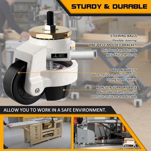 4 Pack Heavy Duty Caster Wheels, Leveling Stem Casters with Adjustable with Ratchet Handle for Workbench, Machinery & Equipment (6600 Lbs Total Capacity) in Saudi Arabia